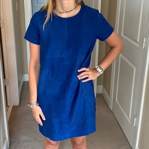 Royal blue suede shift dress